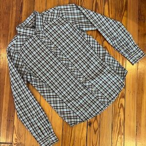 Prana Men's Plaid Button-Down Shirt - Blue and Brown